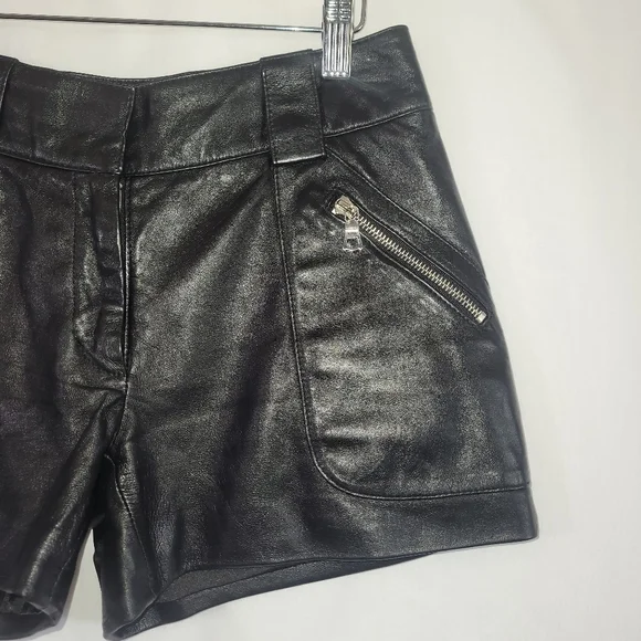 Milly of New York Black Leather Shorts - Picture 2 of 7